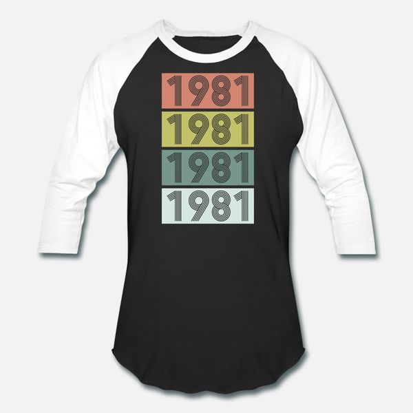

1981 birthday retro t shirt men personalized short sleeve o neck original graphic fashion spring letters shirt, White;black