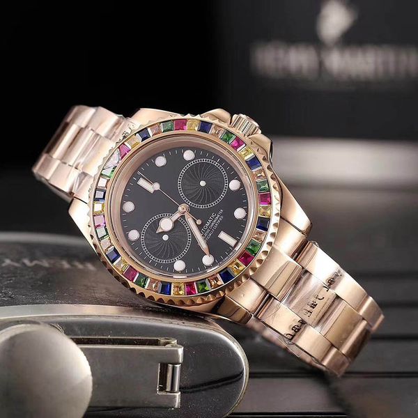 

luxury mens watches stainless steel luxury wristwatch famous automatic watch male clock fashion sports watches, Slivery;brown