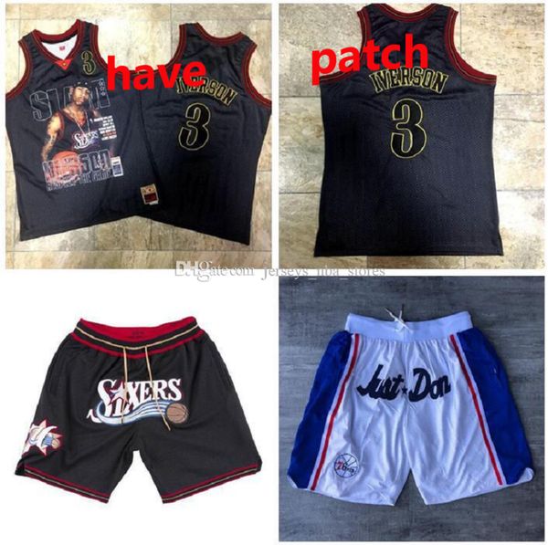 

men's basketball philadelphia 76ers 3 allen iverson mitchell & ness black magazine swingman jersey and pant 01, Black;red