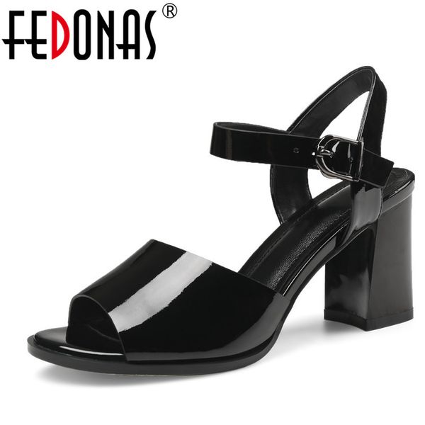 

fedonas brand elegant women high heels pumps high heel platform ankle strap summer sandals female genuine leather shoes woman 0922, Black