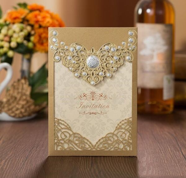 

floral decoration favor cut wedding gold red laser invitation card luxury party lace romantic elegant envelopes xhhair vxpoc