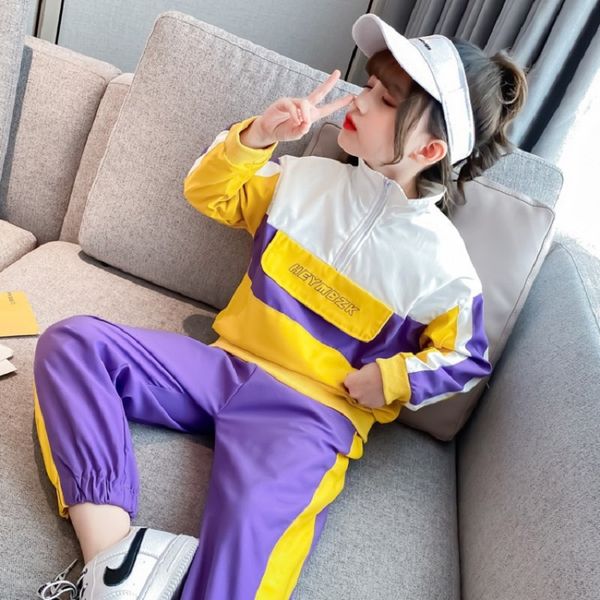 

3-12y teens girls tracksuits autumn children clothing girls suit baby jacket pants sets fashion sportswear kids clothes, White