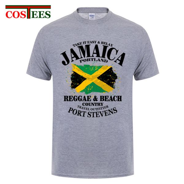

reggae & beach country jamaica portland flag t shirts men short sleeve cotton tshirt men's t shirt jamaica flag t-shirts for man