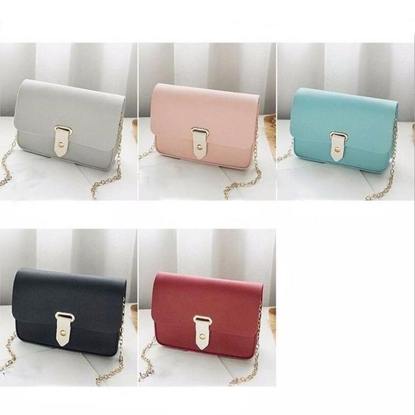 

summer women pu leather handbags women small chain messenger bag solid color shoulder bag party lock purse