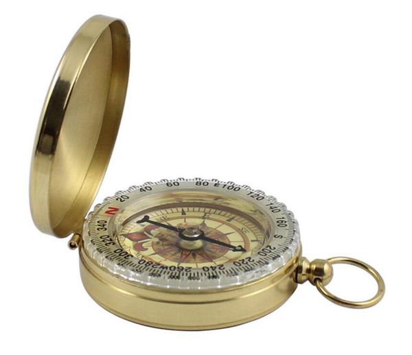

wholesale-portable brass pocket compass sports camping hiking portable brass pocket fluorescence compass navigation camping tools