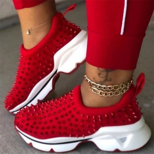 

new 2020 new fashion rivet convenient casual ladies flat shoes woman platform breathable mesh woman sneakers women shoes, Black