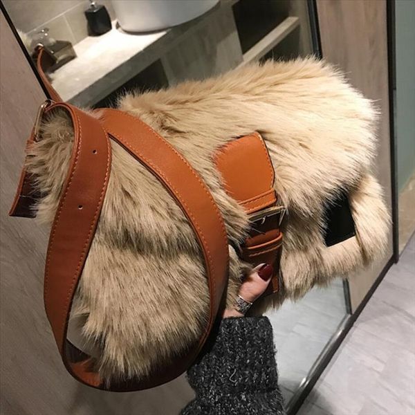 

2020 winter fashion new sweet girl square bag soft plush womens designer handbag casual shoulder messenger bag