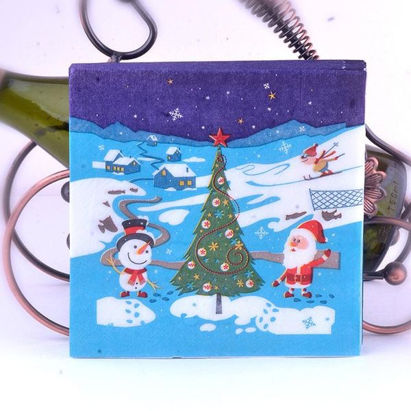 

20pcs/set snowman beautiful printing napkins paper xmas napkins christmas for home store party christmas supplies
