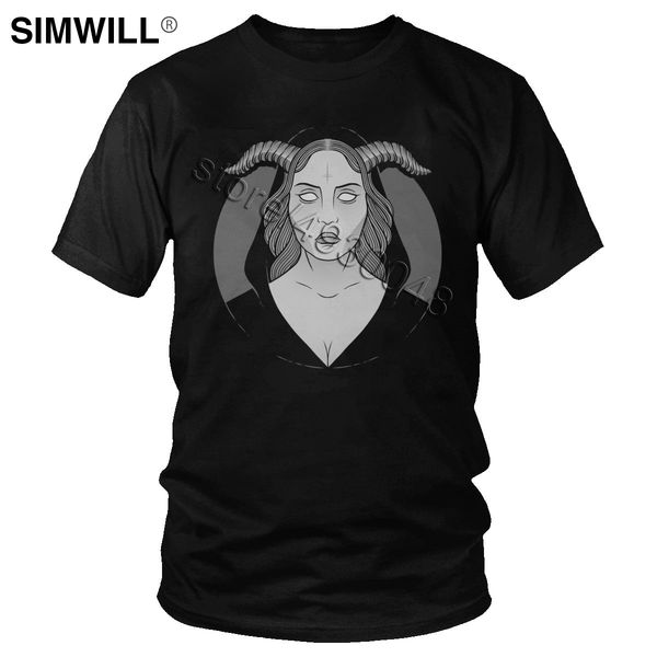 

occult girl t shirt classic design cotton shirt for men short sleeves round neck demon devil t-shirt