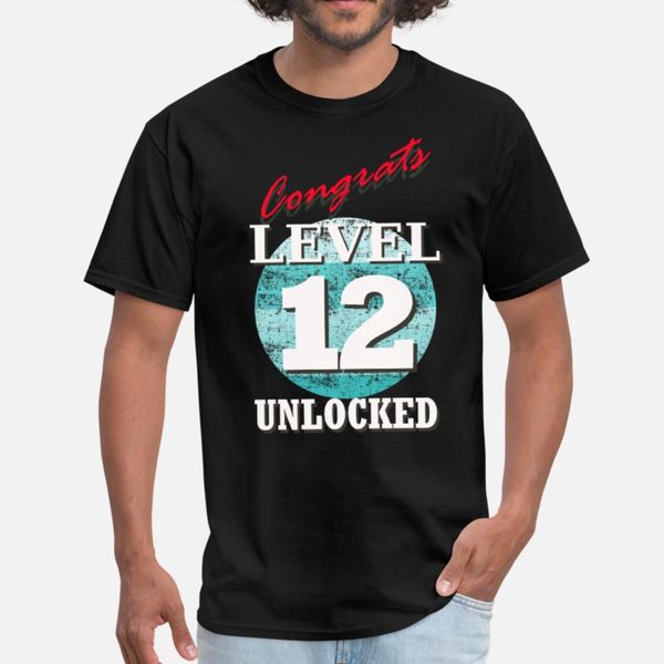 

congrats level 12 unlocked birthday 12 years old t shirt men interesting 100% cotton s-3xl standard interesting comical spring autumn shirt
