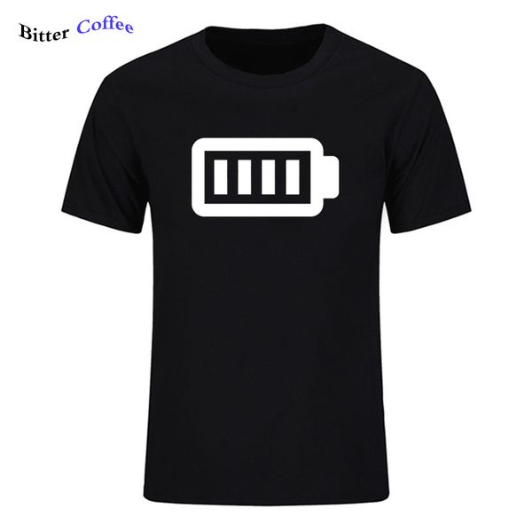 

горький кофе 2018 новый mens полного заряда батареи t-shirt коротким рукавом рукавом майка top материал хлопка хип-хоп tee