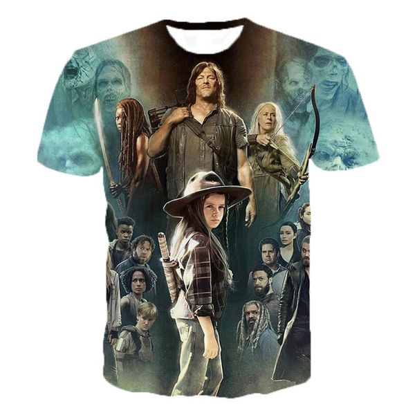 

horror tv drama the walking dead oversized 3d print shirts horror aesthetic comics men clothing