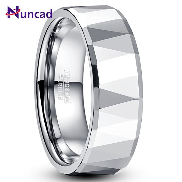 

wedding rings 8mm width tungsten steel ring outer surface chamfered batch color polished carbide engraved, Slivery;golden