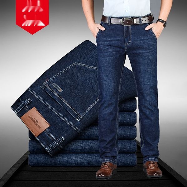 

autumn new men's jeans loose straight stretch middle-aged large size jeans jeanstrousers and jeansspring and autumn casual business dad, Blue