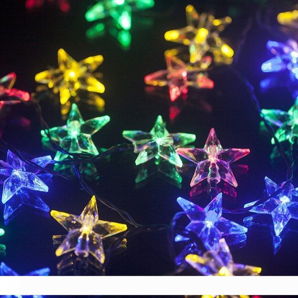 

4.8m 20 led solar powered five pointed star string light for wedding christmas party garden outdoor decoration