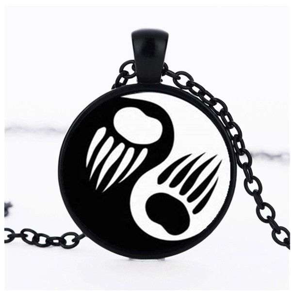 

yin yang bear p cabochon glass chain necklace,charm creative women pendants fashion jewelry accessory,friend gifts, Silver