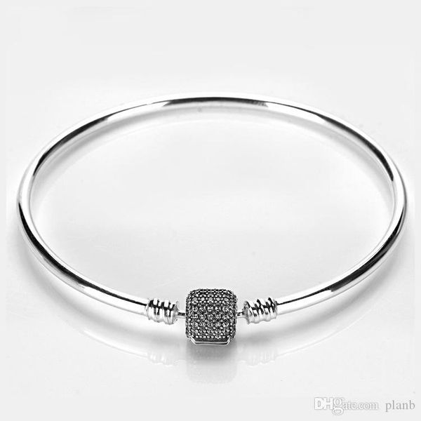 

moments sparkling pave bangle bracelet sets original box for pandora 925 sterling silver charm bracelets women luxury gift jewelry, Black