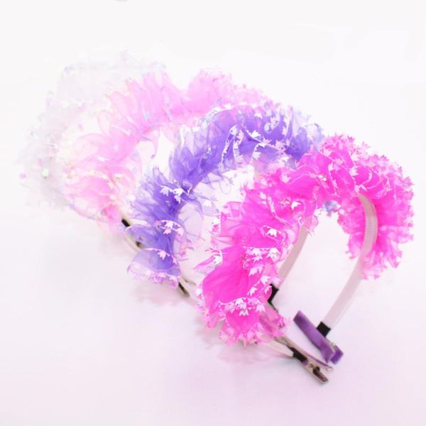 

симпатичные шифон цветок с литтл shine звезды девушки hairbands дети ободки для волос обруч для волос аксессуары для девочек, Slivery;white