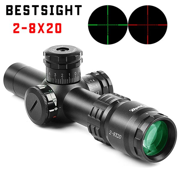 Novo 2-8x20 Scopes de Caça AK47 AK74 AR15 Tactical Riflescope Mil Dot Illumination Reticle Sight