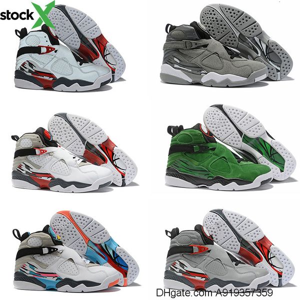 

2020 men basketball shoes 8s valentines day aqua countdown pack 8 mens retre retres trainers sports sneakers size 7-13, Black