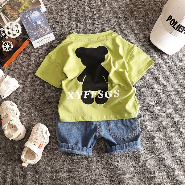

kids baby clothes set for boys 1-5 y cut cartoon animal summer infant clothing suit t-shirt shorts sportswear toddler outfit kg-23, White