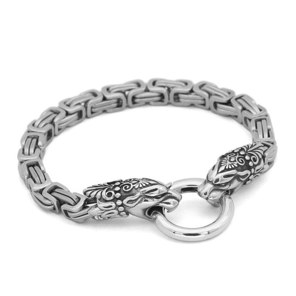 

norse viking odin wolf scandinavian king chain amulet bracelet for men stainless steel 17-25cm, Black