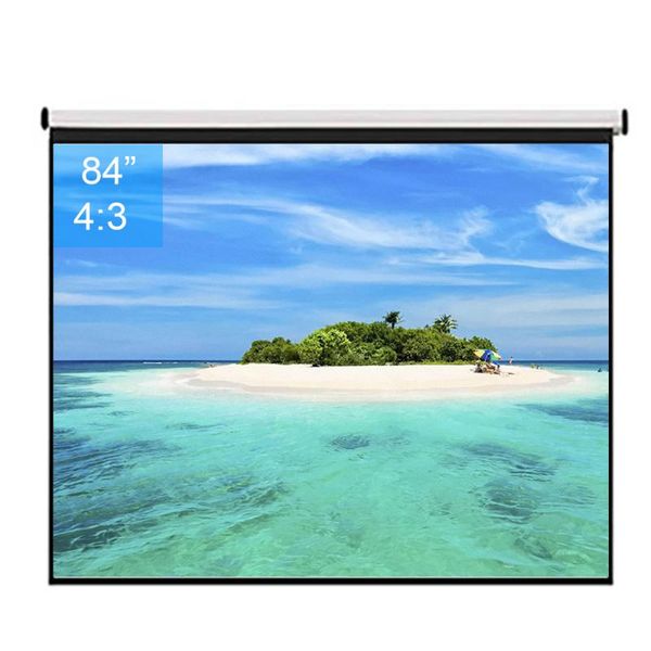 

projection screens 84inch 4:3 wall mounted matte gray fabric fiber glass pull down hd screen canvas led projector for home theater