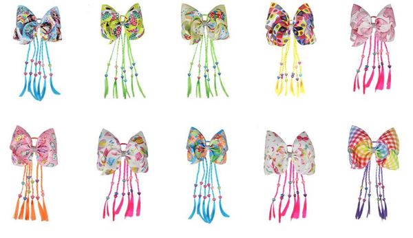 

new 7"easter day eggs hair bow with ponytail holder for girls wigs cheerleading hair bows 12 inch holder accessories 6pcs, Slivery;white