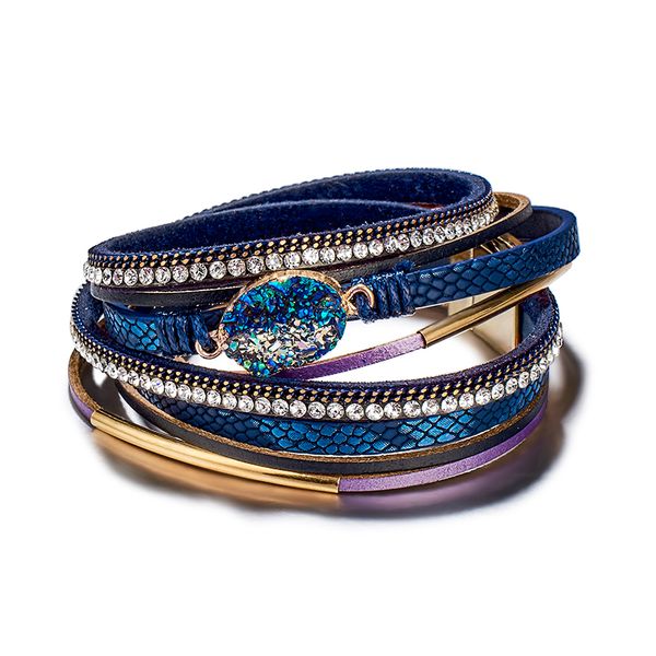 

h:hyde vintage feather leather charms bracelets for women men multiple layers magnetic wrap bracelets new fashion jewelry bijoux, White