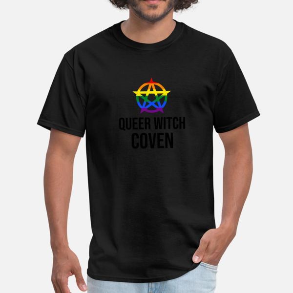 

queer witch pride rainbow pentagram gay halloween t shirt men personalized short sleeve euro size s-3xl gents breathable spring autumn shirt