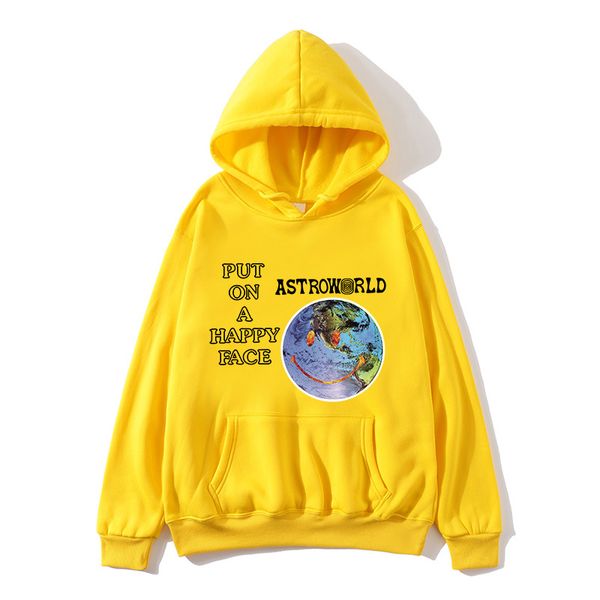 

european and american astroworld fashion put on a happy face hooded sweater, Black