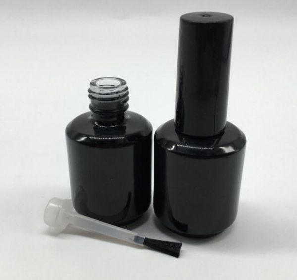 

500 pcs 15ml black nail polish bottle with brush cap 15 ml, 1/2 oz cosmetic glass bottle