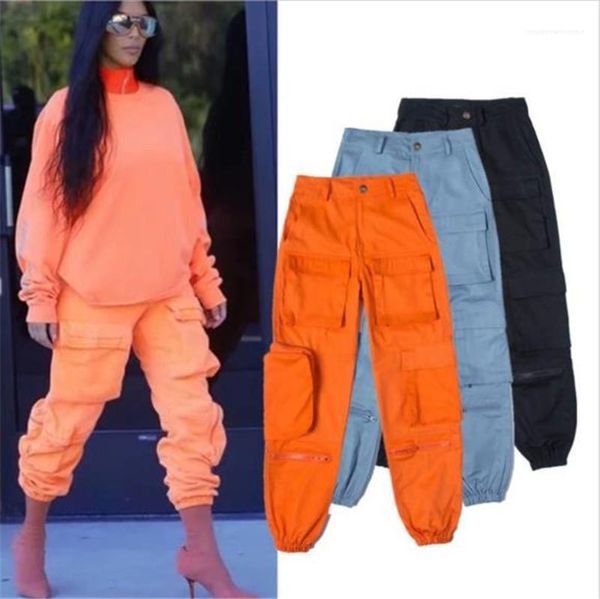

color pockets leggings sport hip hop high street fashion womens designer jogger pants oversize summer womens cargo pants solid, Black;white