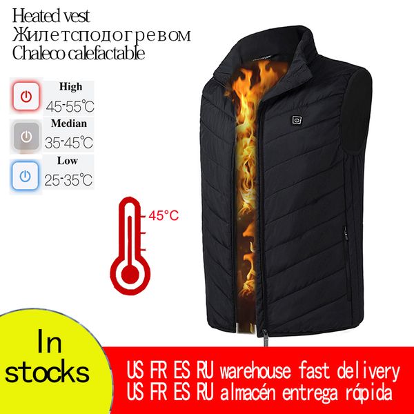 

outdoor t-shirts usb men women electric heating vest jacket winter warm heated pad warmer washable charging, Gray;blue