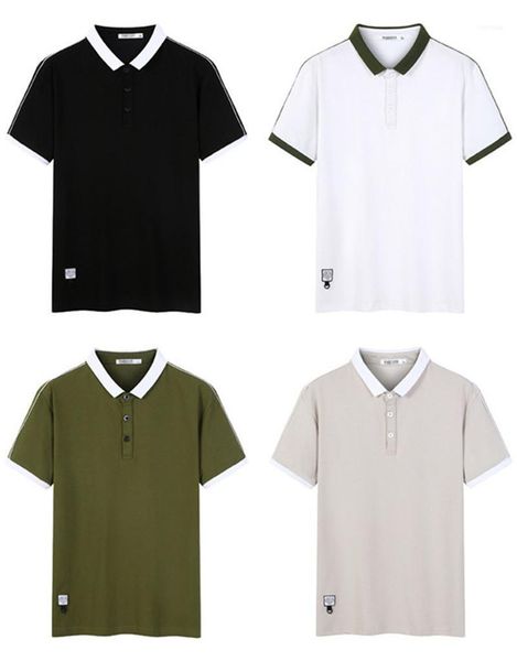 

color mens patchwork casual mens designer polos turn down collar regular tees short sleeve solid, White;black