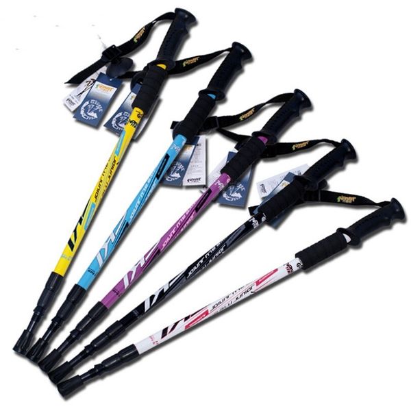 

hiking shock absorption trekking poles outdoor products ultra light shock absorption crutch fold telescopic new arrival anti wear 17jli1