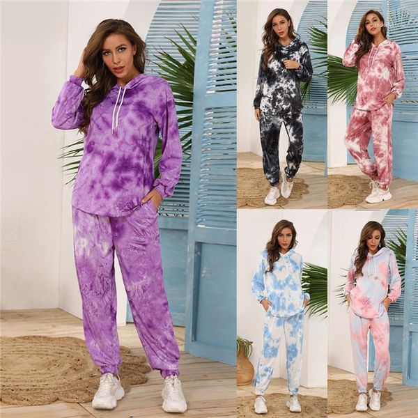 

sleeve hooded pullover sweatshirt casual trousers famale suit women gradient hoodies set loose long, White