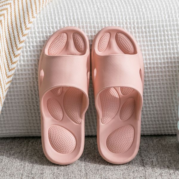 

slippers thick-soled home indoor non-slip men women bathroom bath shoes plastic couple massage, Black