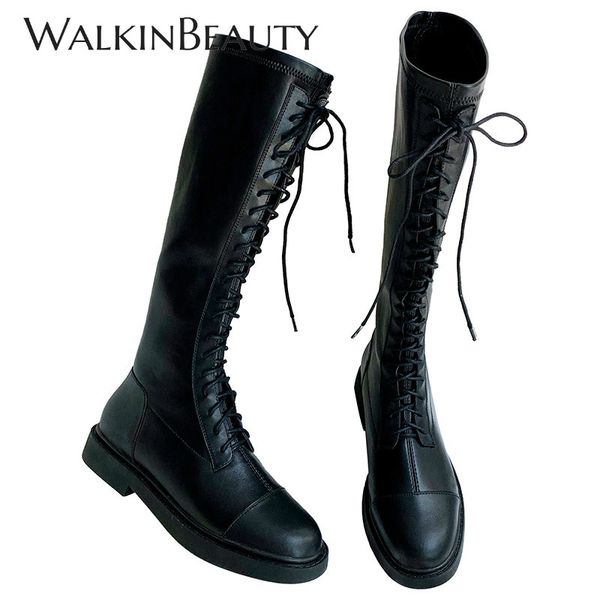 

winter boots women 2020 new lace-up women's shoes knight boots knee-high white black women shoes fancy sexy