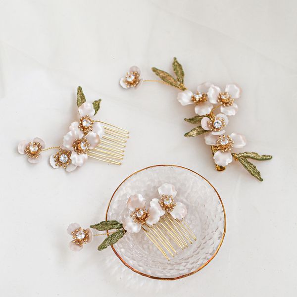 

flower leaf wedding headpieces gold hairpins crystal headdress hair pins sticks for party brides accessories bridal jewelry, Silver