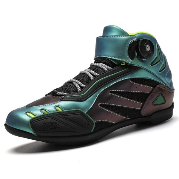 

green motorcycle boots riding boots motocross shoes motoboats breathable motorbike biker chopper cruiser touring ankle shoes men