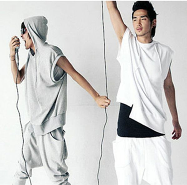 

xs-5xl 2020 new men's clothing fashion casual hooded vest men sleeveless hooded vest plus size singer costumes, Black;white