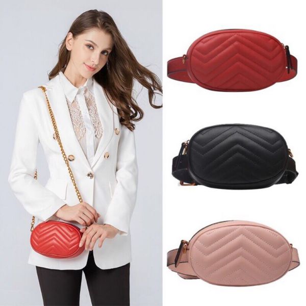 

fashion chest bag purse waist bag cross body chain bags pu leather belt bag women purse 2020 new style
