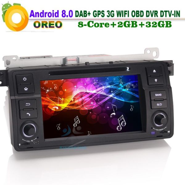 

8 core android 8.0 dab+ dvd satnav gps wifi 3g cd sd rds aux obd cam-in dvr car radio player for e46 3er rover 75 m3 mg zt
