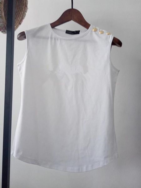 

2020 new rock women designer t-shirt star with the same paragraph twill print t-shirt casual sleeveless vest female, White