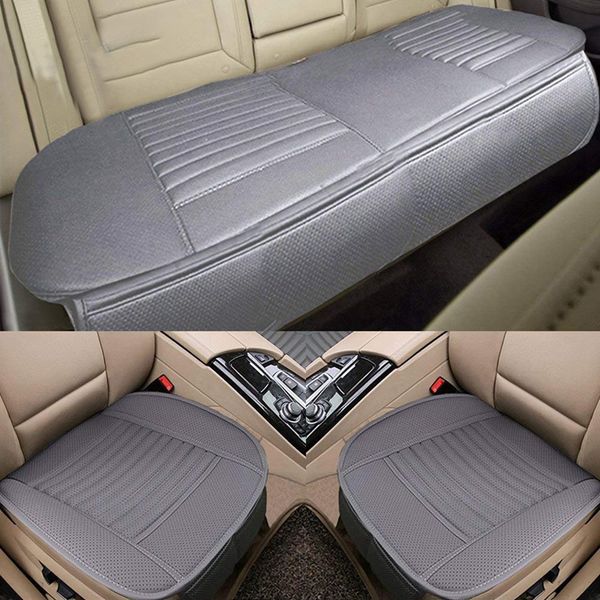 

car seat cover breathable cushion pad mat for vehicle supplies leather(gray-back row 58.3 inch x 18.9 inch