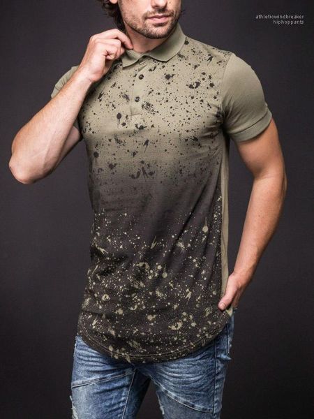 

printed longline curved polos shirts short sleeved long tees mens 19ss stylish designer polos 3d, White;black