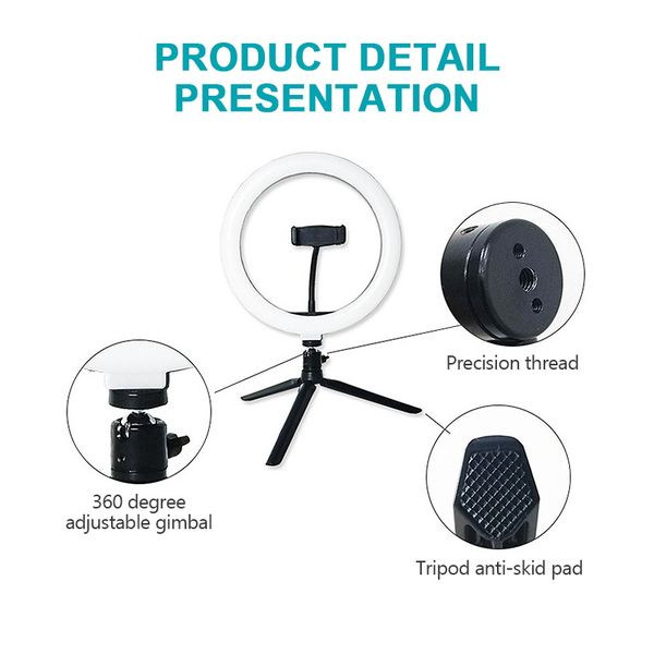 

video light 10 inch ring light stand led selfie ring light tripod remote controller phone holder for makeup vlog pgraphy