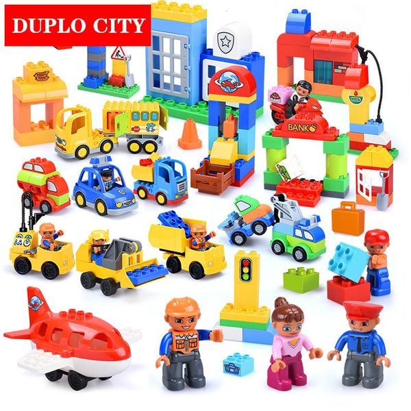 

set station block airport city big duploe дети здание полиции игрушек размер игрушки трафика bulidng diy инженерные блоки duploed bbylfl