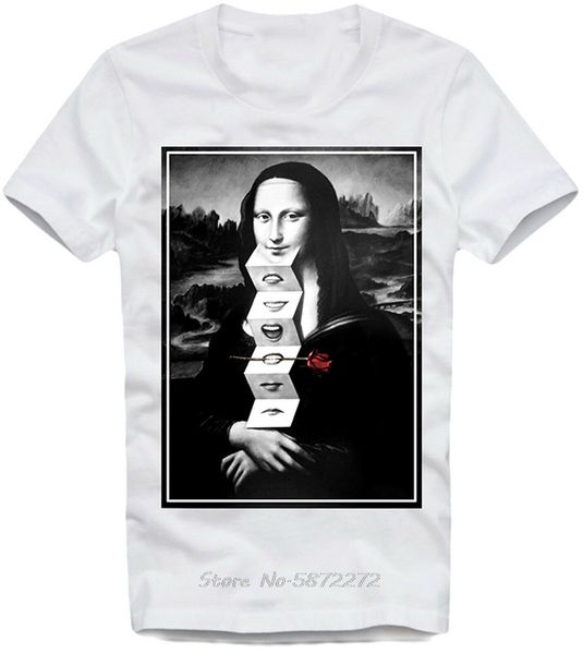 

новая смешная футболка улыбки мона лиза леонардо да винчи лувр париж футболка молодежи среднего возраста старость tshirt мужчины хлопок тис